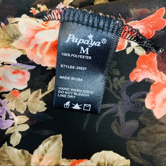 Papaya Sheer Black Floral & Lace Tank Top Size Medium - Picture 5 of 9